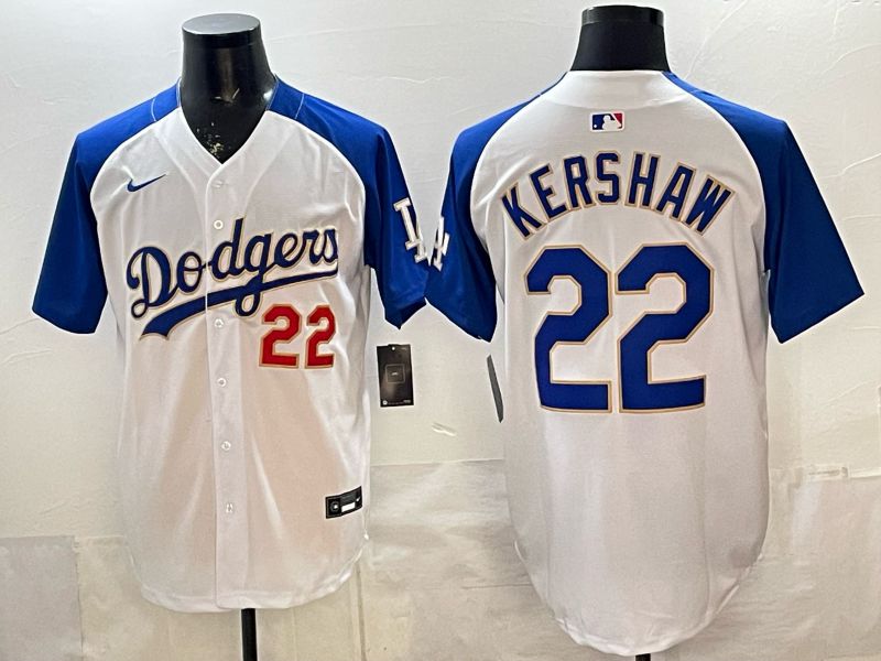 Men Los Angeles Dodgers #22 Kershaw White blue Game 2026 Nike MLB Jersey style 0061